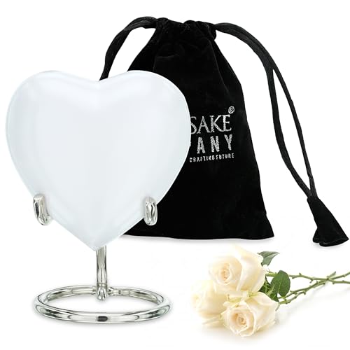 Keepsake Company's White Mini Heart Urn - Heart Shaped Little Cremation Urns - Urn for Human Ashes - Small Urn - Pet Urn - Miniature Keepsake 3" from Each Side, Volume - 3 Cubic Inches - color: Pure White