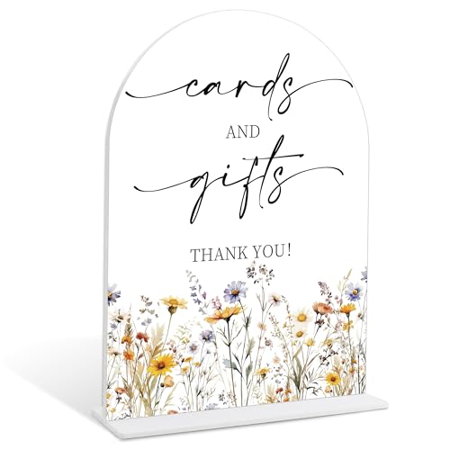 Wedding Signs for Ceremony and Reception, Boho Floral Cards And Gifts Sign, Wedding Signage with Stand, Bridal Shower Table Centerpieces, Supplies for Engagement Reception and Event Party, 30 - color: Cards and Gifts Sign, 30