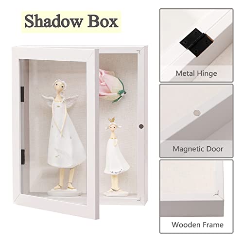 Muzilife 8x10 Shadow Box Wood Picture Frame, 2.16 Deep, Real Glass, White - color: White, size: 8x10