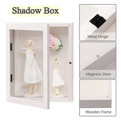 Muzilife 8x10 Shadow Box Wood Picture Frame, 2.16 Deep, Real Glass, White - color: White, size: 8x10