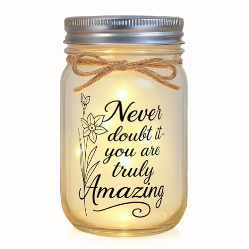 Mason Jar Night Light - Inspirational Gift for Women, Friends, Coworker - Engraved "You Are Truly Amazing" Birthday, Graduation, Thank You Gifts - Home Decor Lamp - style: You Are Amazing