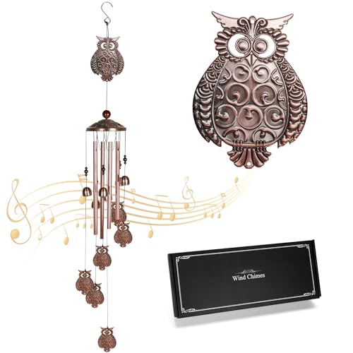 Wise Guardian Owl Wind Chime for Outside - The for Dad, Mother's Day, Family & Siblings, Graduation, Teacher, New Home & Your Garden (39 inches) - size: 39 inches