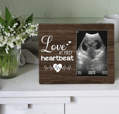 Pregnancy Announcement Photo Frame Gifts for Baby, Love at First Heartbeat Picture Frame, 4x6 inch Photo - style: Love at First Heartbeat