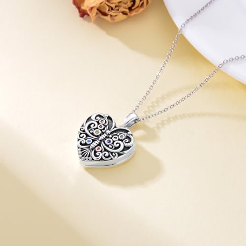 Dorunmo Locket Necklace 925 Sterling Silver Pictures Photo Keep Someone Near to You Custom Lockets Mother's Day Jewelry Personalized Photo Locket Gifts - color: K-Butterfly, style: Locket Only