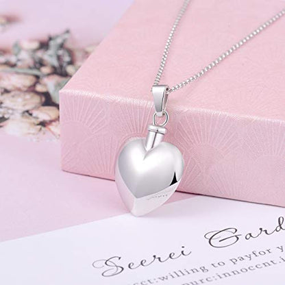 BEILIN Heart Cremation Jewelry Forever in My Heart Urn Necklace for Ashes | 925 Sterling Silver, Love Heart Urn Locket, Cremation Jewelry for Ashes, Memorial Keepsake, Cubic Zirconia, Hypoallergenic