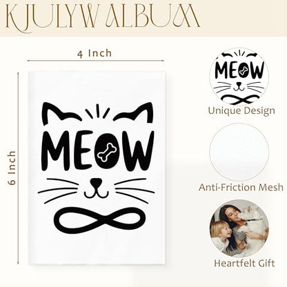 Cat Photo Album 4x6, Cat Mom Lady Lovers Gifts, Cute Black and White Kitty Meow Small Memory Photo Album Book for 18 Pockets Hold 36 Pictures, Photobook for Cats Enthusiast - color: Meow