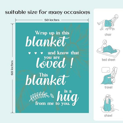 Get Well Soon Gifts, Cancer Care Gifts for Women or Men, Inspirational Gifts for Her Him， Encouragement Healing/After Surgery/Thinking of You Gifts, Hug Blanket 60"x50"（Teal） - color: Tael