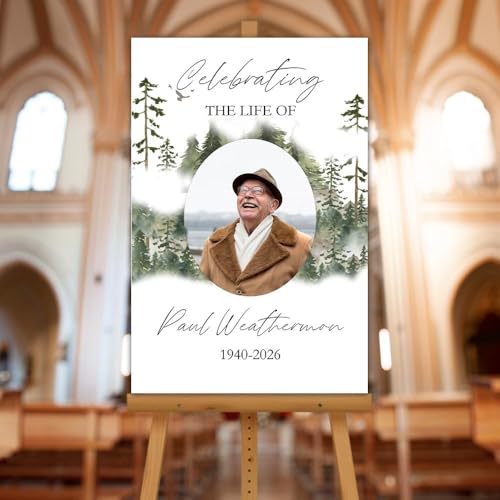 Memorial Tribute Custom Portrait Yard Sign – Funeral Reception Welcome Board – Editable Names & Dates - color: Version 7