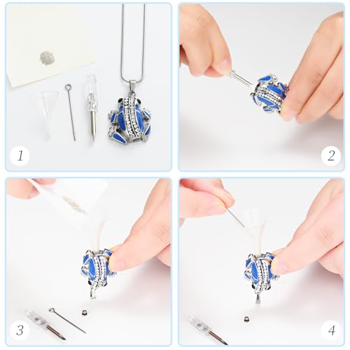 Frog Urn Necklace for Ashes Animals Cremation Jewelry Stainlee Steel Memorial Necklaces Keepsake Jewelry Ashe Holder Pendant for Human Ashes with Filling Kits - color: Blue