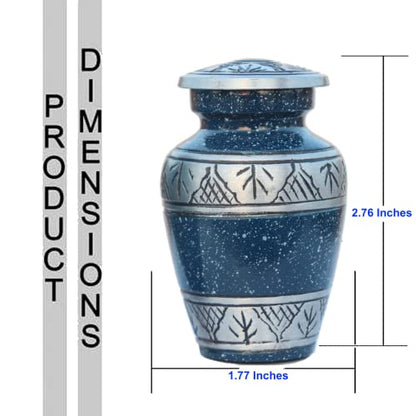 Blue Small Urns for Human Ashes Female Male | Set of 4 Premium Mini Keepsake Urns with Four Velvet Bags A Paper Funnel and A Stunning Magnet Closer Gift Box - color: Blue