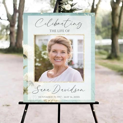 Dandelions Flowers Funeral Welcome Sign, Celebration of Life Welcome Sign, in Loving Memory Sign, Celebration of Life Funeral Sign, Celebration of Life Sign, Memorial Sign with Photo #fR125 - color: Version #26