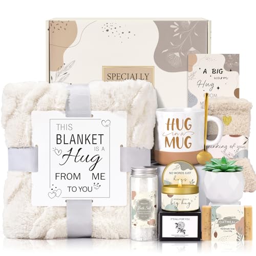 Get Well Soon Gifts Basket for Women, Gift Basket for Sick Friends After Surgery, Birthday Gifts for Women Self Care Set, Relaxing Spa Gifts Basket, Feel Better Encouragement Comfort Box for Her - color: Ivory