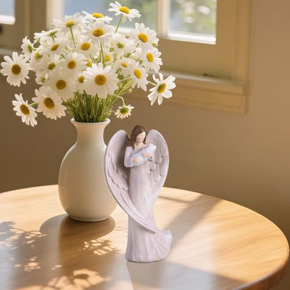 orenm Guardian Angel Statue - Holding Baby Angel Figurines,Angel's Embrace - for New Mom, Baptism, or Miscarriage Gifts,Hand-Painted Resin Memorial Figure,Sympathy Angel Figurine,Godmother Keepsake