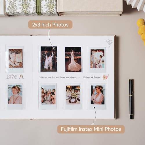 Instax Mini Photo Album with Writing Space, 168 Pockets, Green | Compatible with 2x3 inch & Polaroid Pictures, Recessed Clear Pockets, Wedding Guest Book and Family Memories - color: Green, size: 168 Pockets
