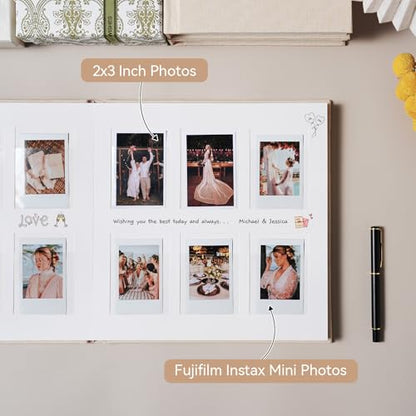 Instax Mini Photo Album with Writing Space, 168 Pockets, Blue | Compatible with 2x3 inch & Polaroid Pictures, Recessed Clear Pockets, Wedding Guest Book and Family Memories - color: Blue, size: 168 Pockets