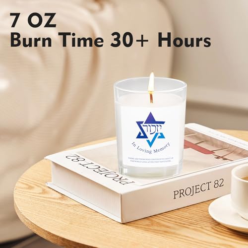 Yahrzeit Candles - Yahrzeit Memorial Candles, Memorial Bereavement Gifts for Loss of Loved One, Jewish Sympathy, Natural Soy Wax Hand Poured 6oz (White-UNSCENTED) - color: WHITE-UNSCENTED