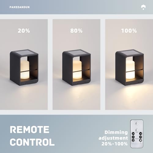 Solar Outdoor Table Lamp LED, IP65 Waterproof Tabletop Lamps | Dimmable Outdoor Solar Lanterns with Remote Brightness & Timer Control, Smart Tabletop Lights Dusk to Dawn for Patio Outside - size: Small-11.02"H