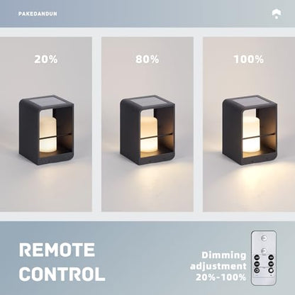 Solar Outdoor Table Lamp LED, IP65 Waterproof Tabletop Lamps | Dimmable Outdoor Solar Lanterns with Remote Brightness & Timer Control, Smart Tabletop Lights Dusk to Dawn for Patio Outside - size: Small-11.02"H