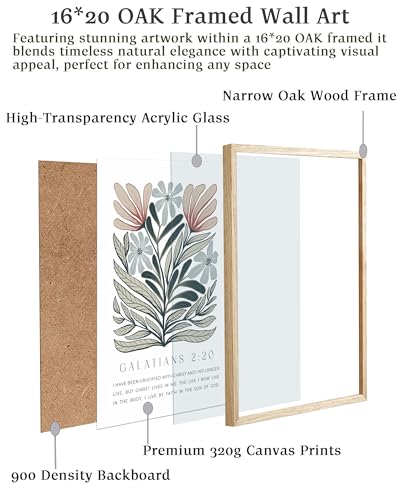 EcoHest 16x20 in Galatians 2:20 Abstract Floral Framed Christian Wall Art - color: Framed Galatians, size: 20"L x 16"W
