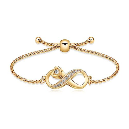 Urn for Ashes Infinity Bracelet for Women Girl Cubic Zirconia Cremation Keepsake Jewelry Gift for Human - color: Gold