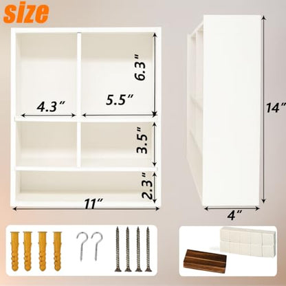 11*14" Solid Wood Pet Memorial Shadow Box with Adjustable Shelves - color: White