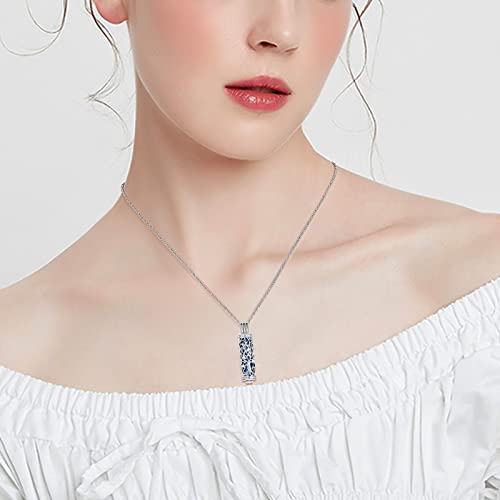 shajwo Cylinder Cremation Jewelry Tree of Life Urn Ashes Necklace for Women Men Vial Cremation Ash Pendant Loved One Memorial Jewelry - color: Blue