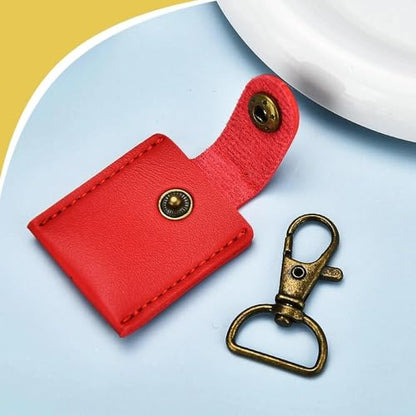 Leather Photo Frame Keychains for Women Men Birthday Anniversary Christmas Gifts - color: Red