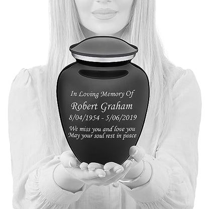 Geturns Embrace Adult Personalized Cremation Urns for Human Ashes I Large Charcoal Funeral Urn for Men and Women I 200 lbs - color: Carcoal Black