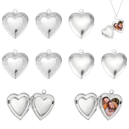 UNICRAFTALE 20Pcs 22.5mm Stainless Steel Photo Pendants Heart Locket Pendants Heart Memory Locket Charms Metal Hearts Charms Photo Lockets Necklace Pendant for Jewelry Making Charms