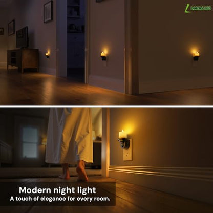 L LOHAS LED Flameless Candle Night Light, Flicker Night Lights Plug in - color: Charcoal-Amber