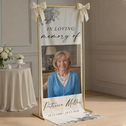Personalized In Loving Memory Welcome Sign, Funeral Fabric Banner #5 - color: Design 5
