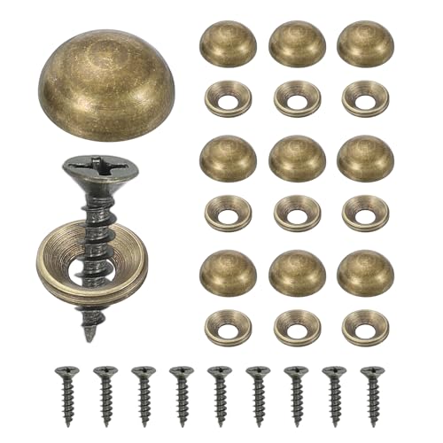 Brass Decorative Screws with Caps, Mirror Screw Self Tapping Screws Decorative Cover - Fitting for(Furniture Fixing- Wall Hangings - Wood Handcrafted) 15mm & 10 Pack & Bronze - color: Bronze, size: 15mm