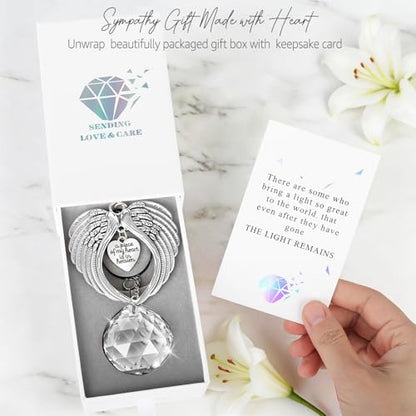 Memorial Sympathy Gifts for Loss of Loved One, Memorial Crystal Suncatcher | Heart-Wings Suncatcher for Mother Remembrance, Miscarriage & Bereavement Grief Gift Ideas for Loss of Mom Dad Husband Baby