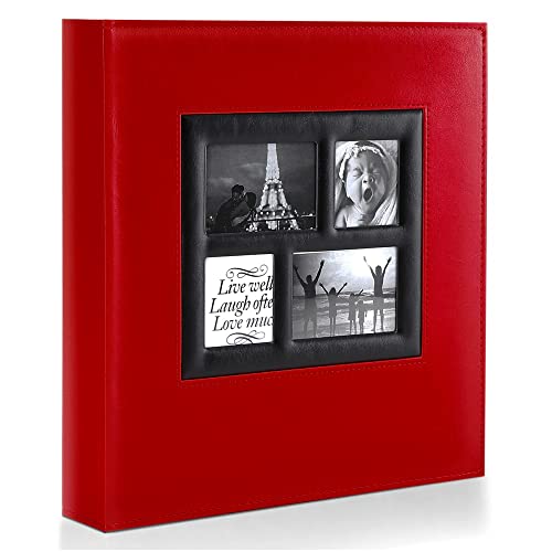 Ywlake Photo Album 4x6 500 Pockets Photos, Extra Large Capacity Family Wedding Picture Albums Holds 500 Horizontal and Vertical Photos Red - color: Red, size: 500 Pockets
