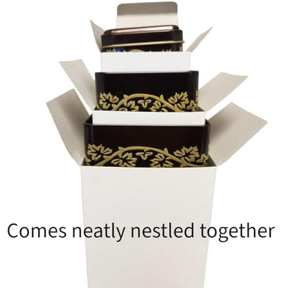 Rainbow Bridge Cremation Urn Tins Set - Small, Medium, Large - Nesting Memorial Containers with Gold Paw Prints and Ivy Design - Pet Ashes and Keepsakes