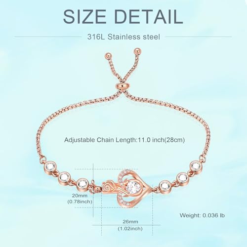 Rose Flower Adjustable Urn Bracelet for Ashes Birthstone Stainless Steel Cremation Jewelry Memorial Keepsake Locket Urns Bracelet Jewelry for Men Women Gifts - color: Customize