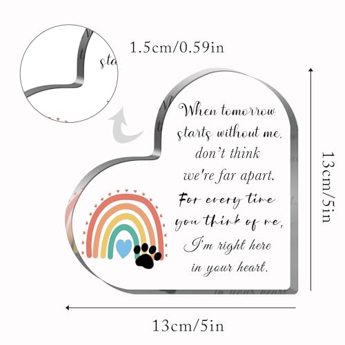 Pet Sympathy Gifts for Loss of Dog and Cat, Pet Bereavement Gifts, Pet Remembrance Gift, Pet Loss Gifts, Passing Away Gifts, Pet Footprint, Pet Sympathy Memorial Heart Shaped Acrylic Decor Sign - style: 008
