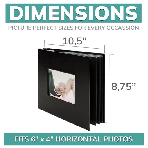 pbf Scrapbook Photo Album, Guest Book with Photo Insert, Black Scrapbook with Plastic Sleeves & Black Pages, Album for 4x6 Photos, Memory Book, Wedding