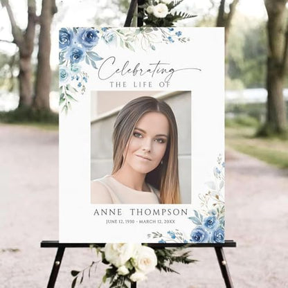 Funeral Welcome Sign, Celebration of Life Memorial Sign Floral #1 - color: Version #11