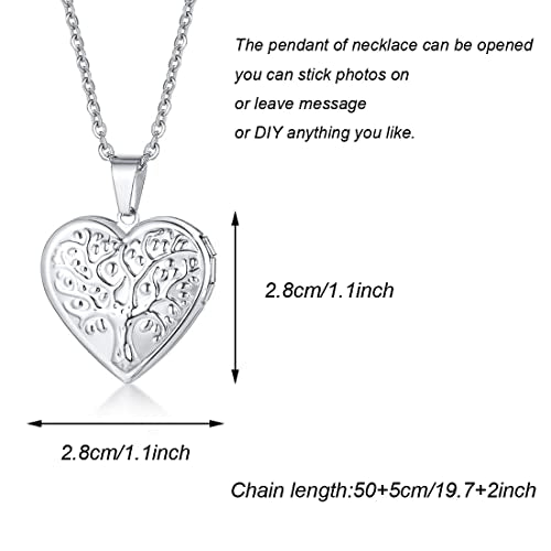 2 Pcs Locket Necklace that Holds Pictures Stainless Steel Locket Pendant Necklace Memory Photo Pendant Necklace for Women Girls - color: Heart style 2