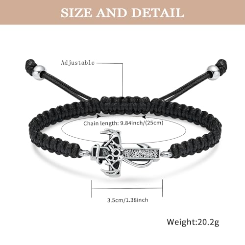 XSMZB Fish Hook Cross Urn Bracelet for Ashes of Loved One Deer Antler Keepsake Ash Bracelets Adjustable Cremation Jewelry Memorial Bangle - color: Customize