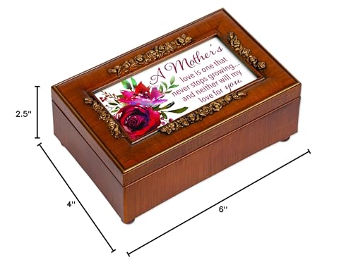 A Mother's Love Petite Rose Woodgrain Music Box Plays Wind Beneath My Wings