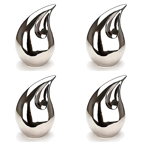 Teardrop Small Keepsake Cremation Urns for Human Ashes Adult Male Female - color: Silver, size: 4 Pcs Small