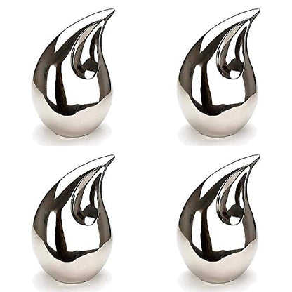 Teardrop Small Keepsake Cremation Urns for Human Ashes Adult Male Female - color: Silver, size: 4 Pcs Small