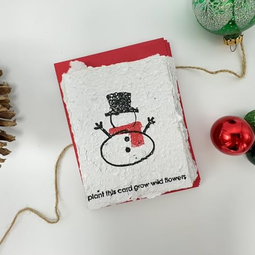 Set of 10 Seed Paper Holiday Greeting Cards with Envelopes - Plantable Christmas Cards