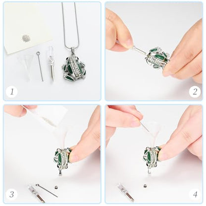 Frog Urn Necklace for Ashes Animals Cremation Jewelry Stainlee Steel Memorial Necklaces Keepsake Jewelry Ashe Holder Pendant for Human Ashes with Filling Kits - color: Green