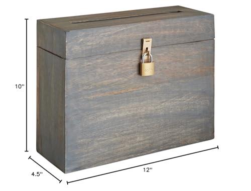 Wooden Wedding Card Box with Lock and Card Slot for Reception, Party W7 - color: Gray