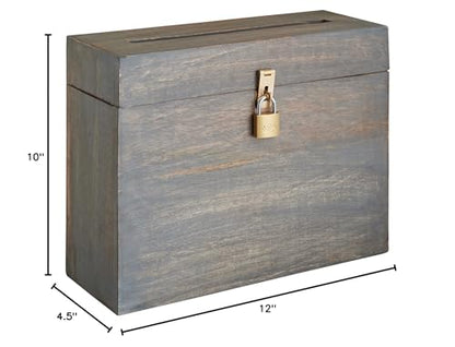 Wooden Wedding Card Box with Lock and Card Slot for Reception, Party W7 - color: Gray
