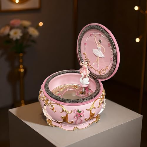 Briskfeel Classical Ballerina Music Box Jewelry Box LED lights Twinkling Resin Carved Collectible Mechanical Ballerine Musical Box with Sankyo 18-Note Ballerina Rotates (4# Ballet) - color: 4# Ballet