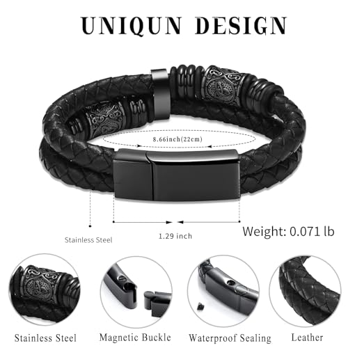 Hearbeingt Memorial Urn Bracelet for Ashes Leather Cremation Jewelry - color: Black 22cm